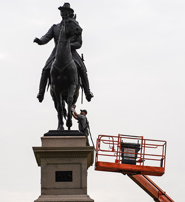 Preservation efforts on the Winfield Hancock Equestrian Monument